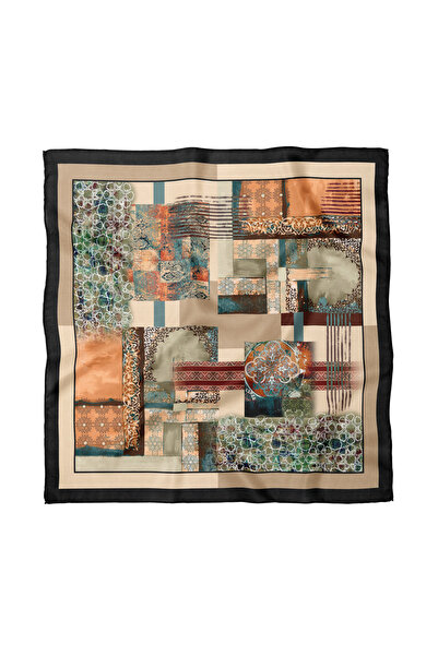Sultan İpek Geometrik Desenli Fular / Bandana 70x70cm