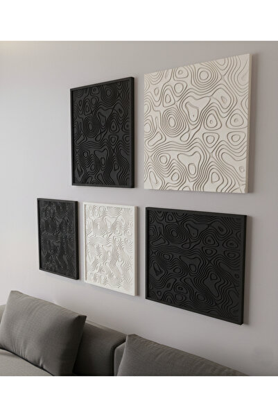 Rami 3D Rölyef Duvar Paneli – Topografik Desen, Modern Dekor Tablo