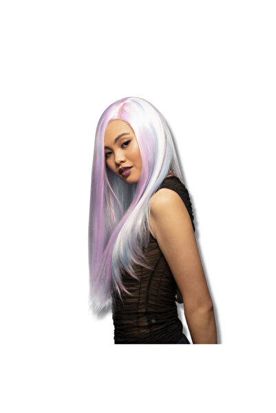 Smiffys Manic Panic Creamtone Dreams professional gray wig with colored highl...