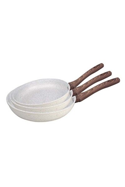 Parfait 3-Piece High Quality Forged Aluminum Frying Pan Set Cream and Brown