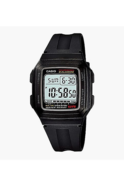 Casio ساعة يد رجالية سوداء رقمية بسوار من الراتنج - F-201 WA-1 ADF