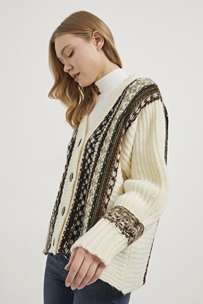 Arma Life Armalife 5057 ethnic patterned loose knit women's cardigan