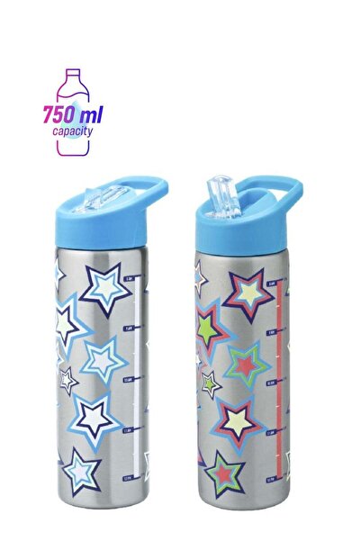 Smash Star Printed Stainless Steel Color Changing Water Bottle Silver and Blu...