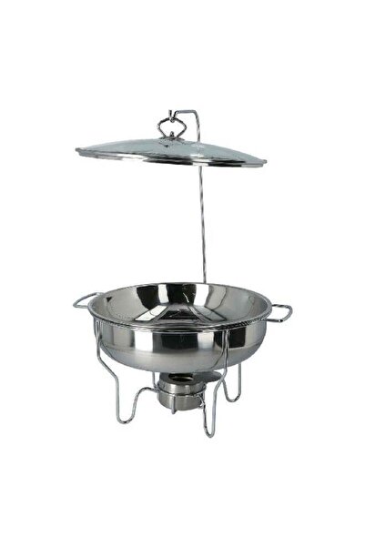 Bien Servi سخان طعام مع حامل وموقد، فضي، 6 لتر، دائري، من الفولاذ المقاوم للصدأ