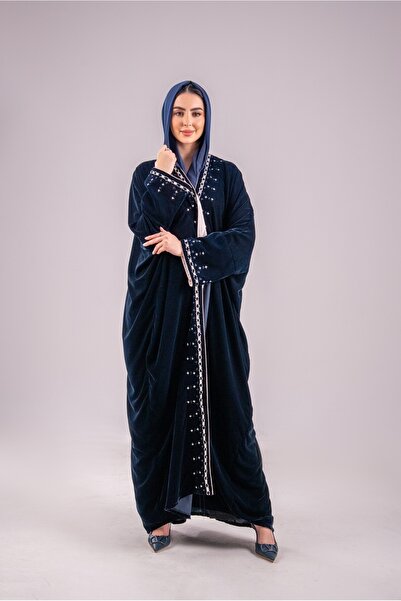 Abay Winter velvet abaya – navy blue