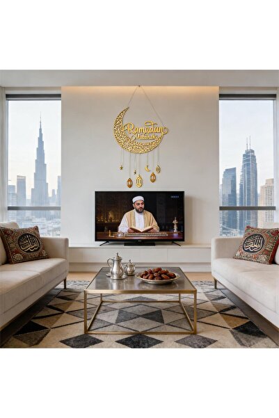 Pomefar Lightweight Wood Ramadan Door Decor, Moon & Star Ramadan Decoration, ...