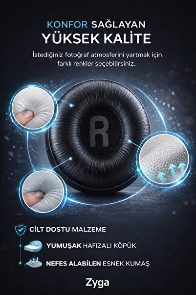 Zyga Jbl Ile Uyumlu Kulaklık Pedi Süngeri pad Tune T500bt 510bt 520bt T560bt T600 T450 460 Jr300 310 T250