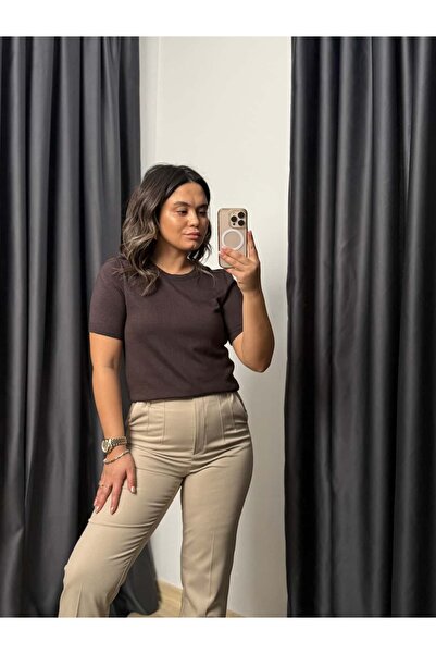 BÜŞRA PERKER Crew Neck Short Sleeve Basic Knitwear