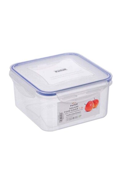 Parfait حاوية طعام مربعة محكمة الإغلاق مانعة للتسرب، شفافة وزرقاء، سعة 1.2 لتر