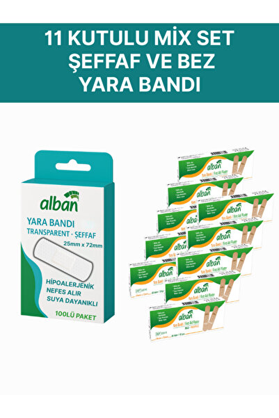Alban Şeffaf / Bez Yara Bandı Karışık Set (200 Adet)