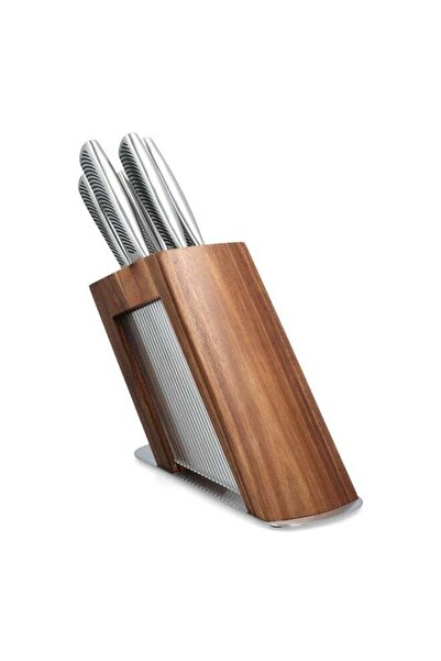 Parfait High Quality Kitchen Knife Set with Acrylic Stand Silver and Brown