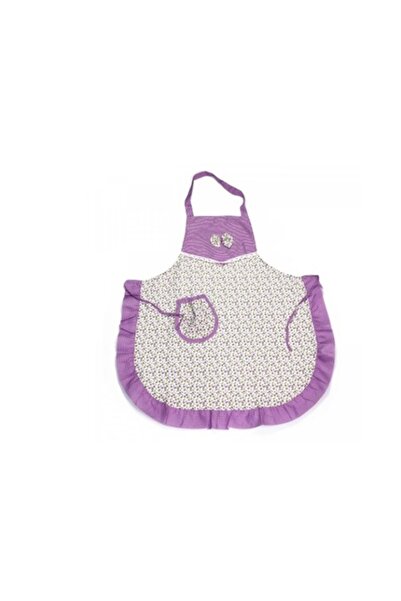 E EFRALL Kitchen Apron with Pocket and Floral Print, 78 x 69 cm, Purple
