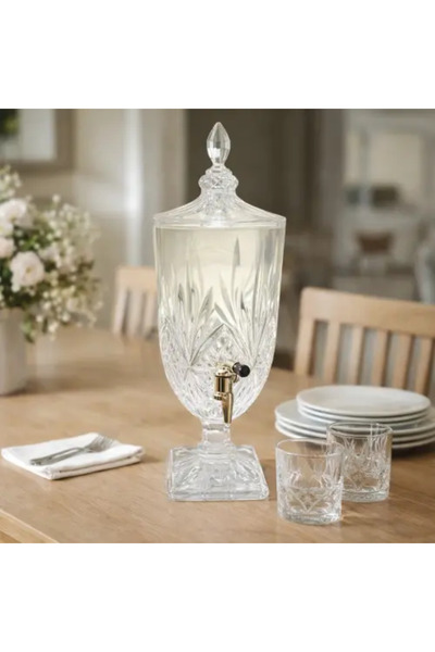 Palma homez موزع مشروبات زجاجي كريستالي مع صنبور - سعة 5 لترات