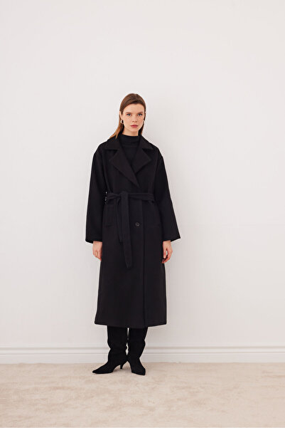 SevdeUgur Women's Cashmere Coat Oversize Long Belted Lined Comfortable Fit – ...