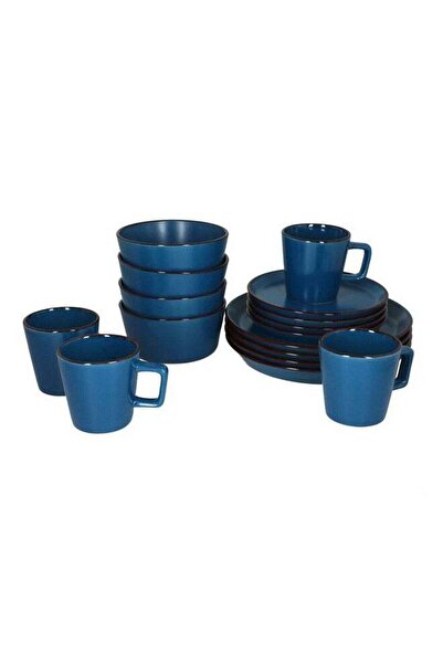 Bien Servi 16-Piece Elegant Design Stoneware Dinner Set Blue