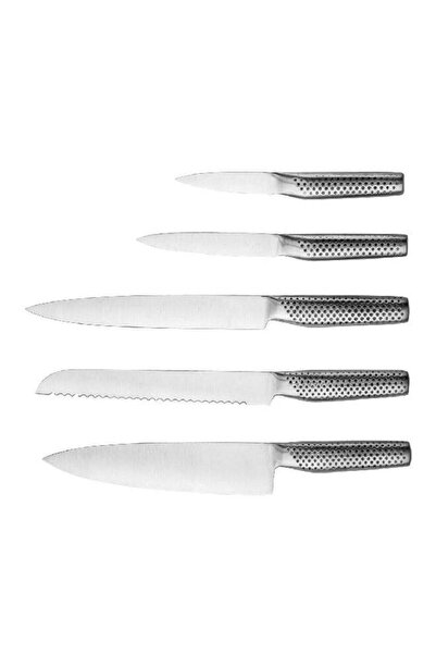 Parfait 6-Piece Kitchen Knife with Magnetic Block Set Silver and Black