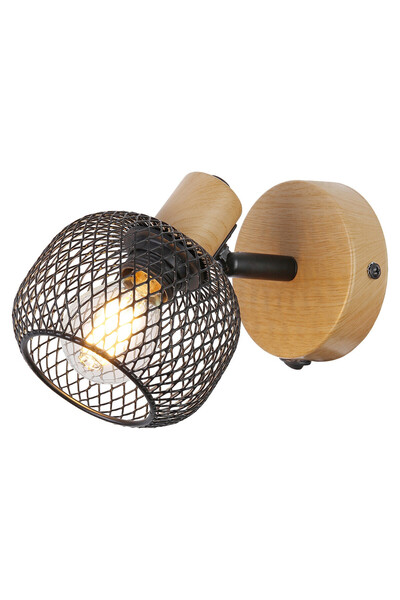 Rabalux Grandel wall lamp 1xE14 metal, beech, black