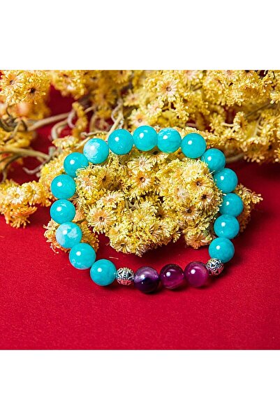 Ezera Βραχιόλι Anaya με ημιπολύτιμες πέτρες Αμαζονίτη και μωβ αχάτη