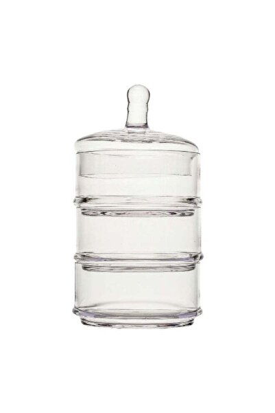 Parfait برطمان حلوى زجاجي أنيق ومتين بثلاث طبقات مع غطاء شفاف 22 × 12 سم