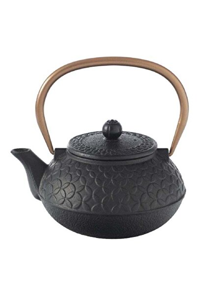 Generic Secret de Gourmet Cast Iron Flower Pattern Teapot Black and Gold 1 L