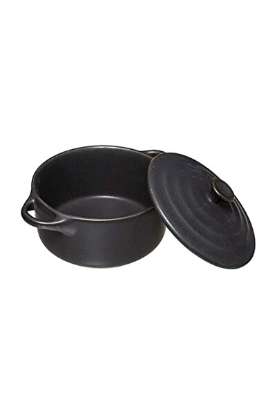 Five Simply Smart طاجن سيراميك دائري عالي الجودة ومتين مع غطاء، أسود، 10 سم