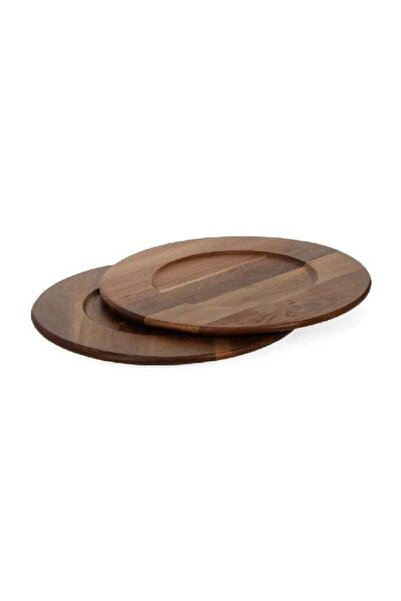 Bien Servi Elegant Design Round Acacia Serving Plate Brown 35 cm