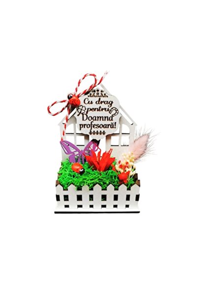 OEM Martisor cu licheni si flori naturale pentru Profesoara - Casuta primaverii