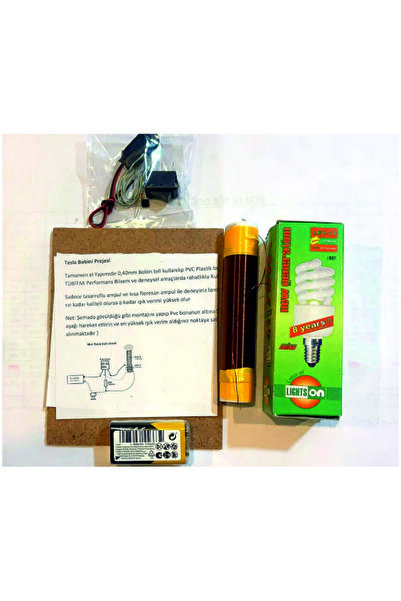 okularenkkat Tesla Bobini Deney seti MONTESİZ DEMONTE Pil Ampül Dahil