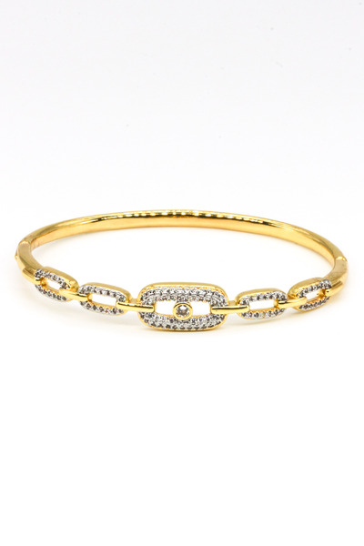 Nearsis Zirkon Taşlı Kelepçe Bileklik,Zincir Model