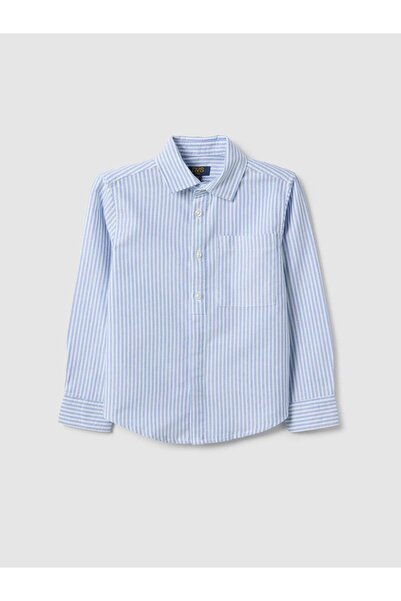 Ovs قميص قطني خالص مخطط متعدد الألوان بقصة عادية للأولاد