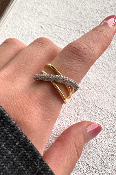 Leo'Stone خاتم فولاذي قابل للتعديل بتصميم خطوط إنفينيتي مزدوجة اللون من سلسلة...