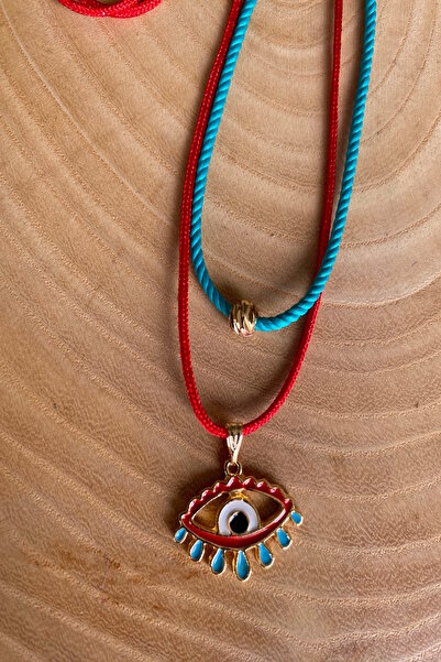 Shepidi 2-Pack Red and Blue Adjustable Rope Necklace with Red Eye Object