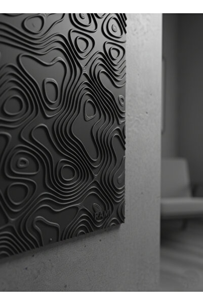 Rami 3D Rölyef Duvar Paneli – Topografik Desen, Modern Dekor Tablo