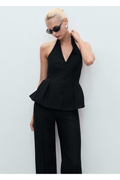 MANGO Woman Halter yaka peplum yelek