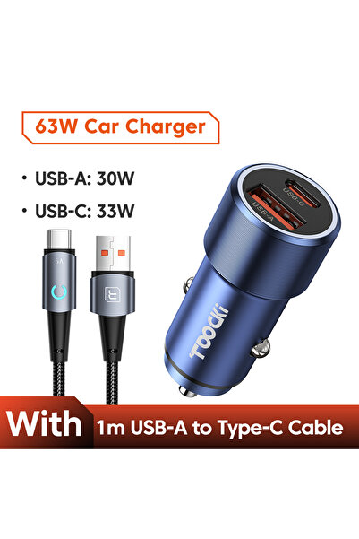 Toocki 63w with Cable 63W Car Charger for 14 13 Oneplus LED PD QC 3.0 PPS Fas...