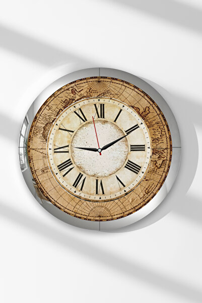 Zevahir Mobilya Dekorasyon Silver Framed Timeless Elegance Round Mdf Wall Clock