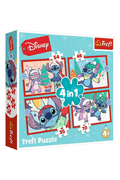 Trefl 4в1 Коледен пъзел с Лило и Стич от Дисни за деца над 4 години