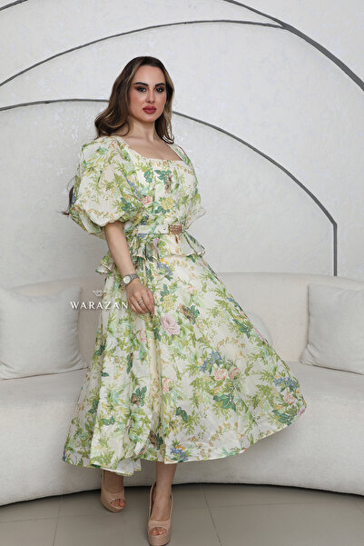Warazan Floral dress for Eid with puff sleeves
