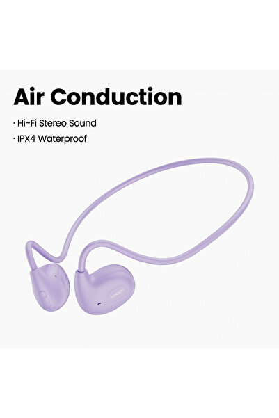 Toocki Purple Air Conduction Earhook Wearing Headphones Bluetooth 5.3 Earphon...