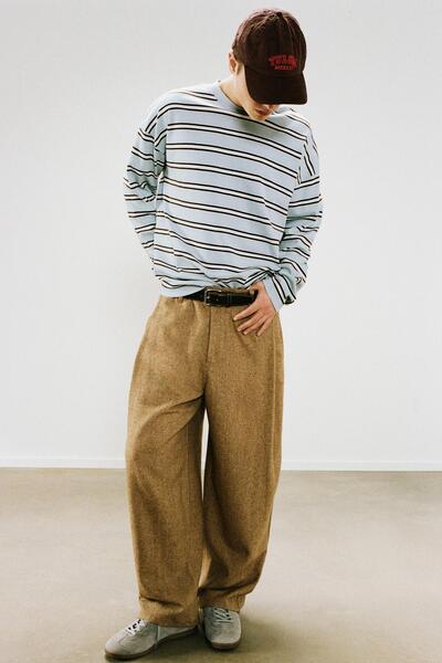 Pull & Bear Uzun kollu çizgili t-shirt