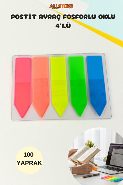 ALLStore 5 Renk Şeffaf Fosforlu Oklu Renk Yapışkan Ayraç Seti – Not ve Sayfa ...
