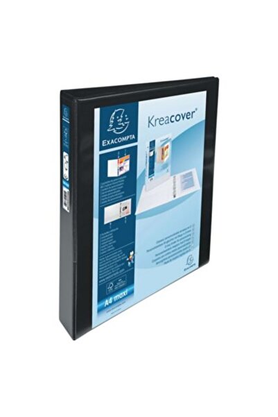 Exacompta Mechanical Ring Binder A4+ 4 Rings 44mm 2 Pockets Kreacover Black