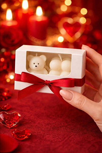 STYLUX Petit Amour decorative candle set with teddy bear and bubble romantic ...