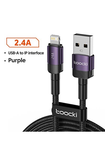 Toocki كابل USB من النوع A إلى النوع C بطول 2 متر، لون بنفسجي، شحن سريع، متوا...