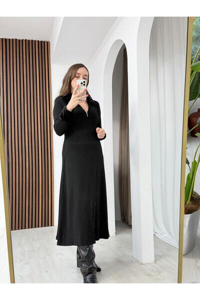 BETÜLAKSU KÜRK DETAYLI ELBİSE