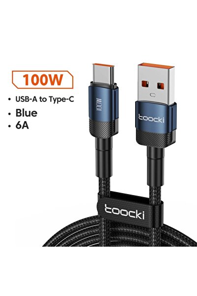 Toocki 1m A to C Blue 6A USB Type C Cable for POCO 100W Fast Charging Charger...