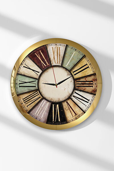 Zevahir Mobilya Dekorasyon Ceas de perete rotund din MDF, cu nuanțe de trecut...