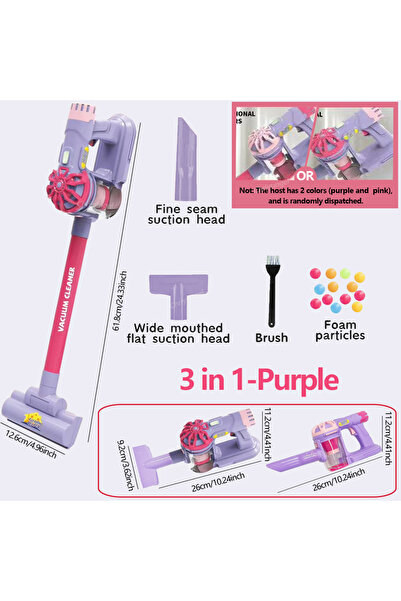 Choice5 3 in 1-Purple Kids Simulation Electric Vacuum Cleaner Cleaning Set fo...