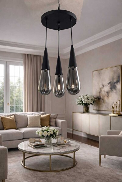 Ömür Avize Oscar e 14 duylu kapalı camlı 3lü sarkıt avize