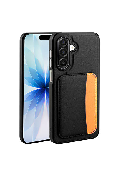 zore Galaxy A17 Case with Card Holder Sys X-Kart Silicone Cover - Black